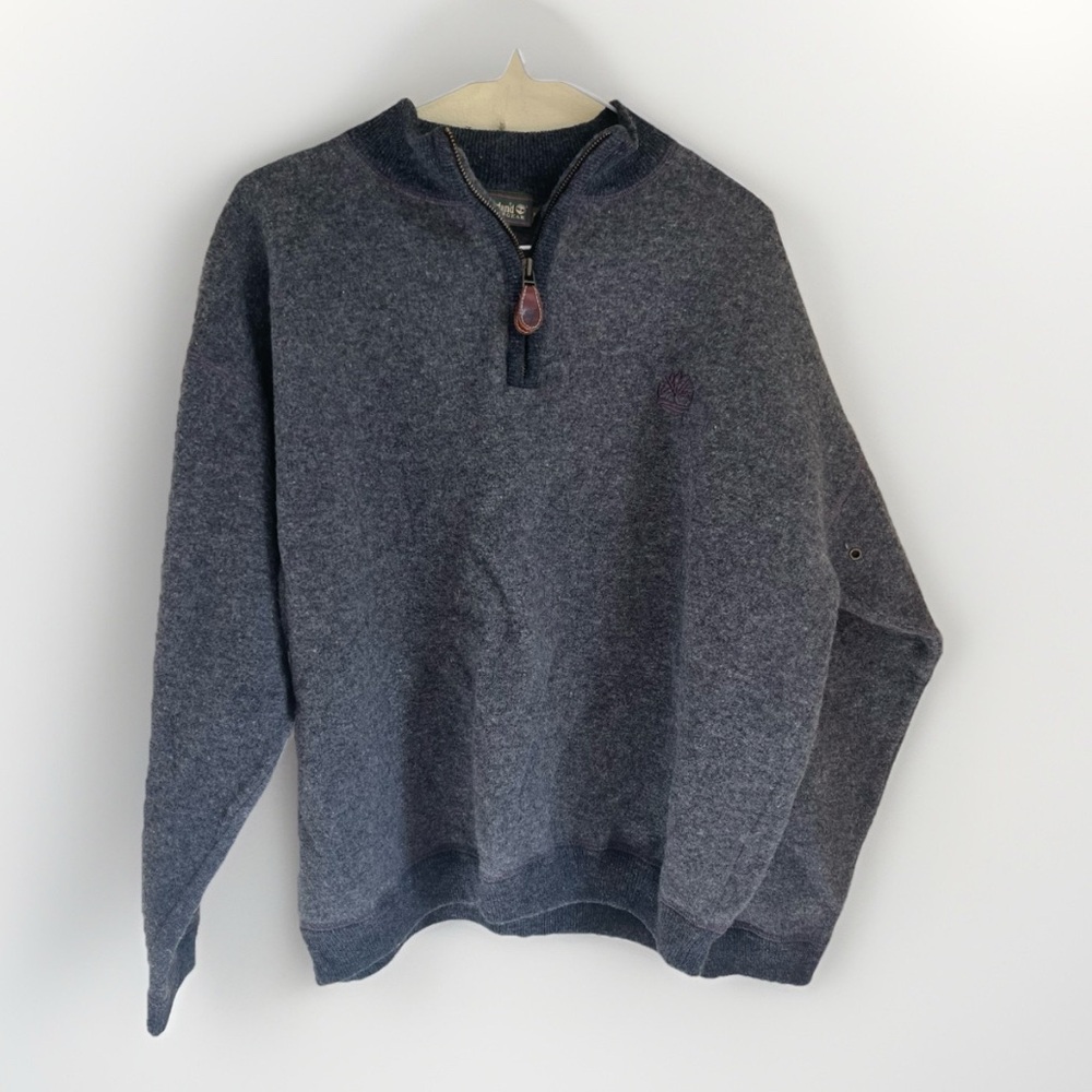Vintage Timberland WEATH​ERGEAR Wool Blend Pullover Sweater Men’s M Gray Quarter